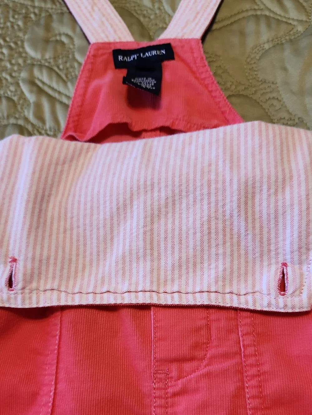 Ralph Lauren Bright Pink Pinafore Dress with Lime Green Bow